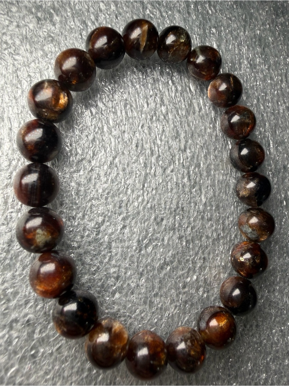 Flashy 9MM Golden Black Lepidolite Natural Crystal Bracelet